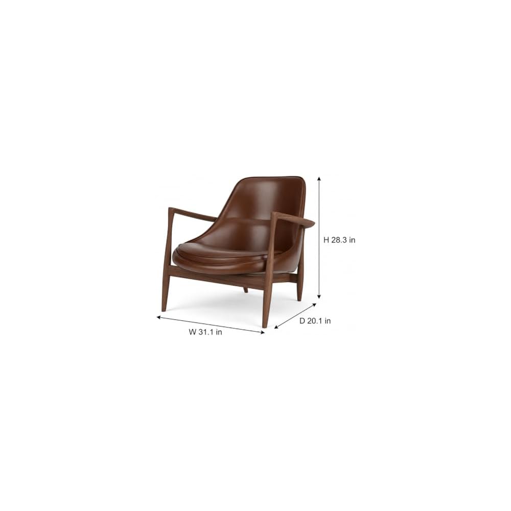 Brown Upholstered Wood Lounge Chair, Modern Wabi-Sabi Accent Armchair