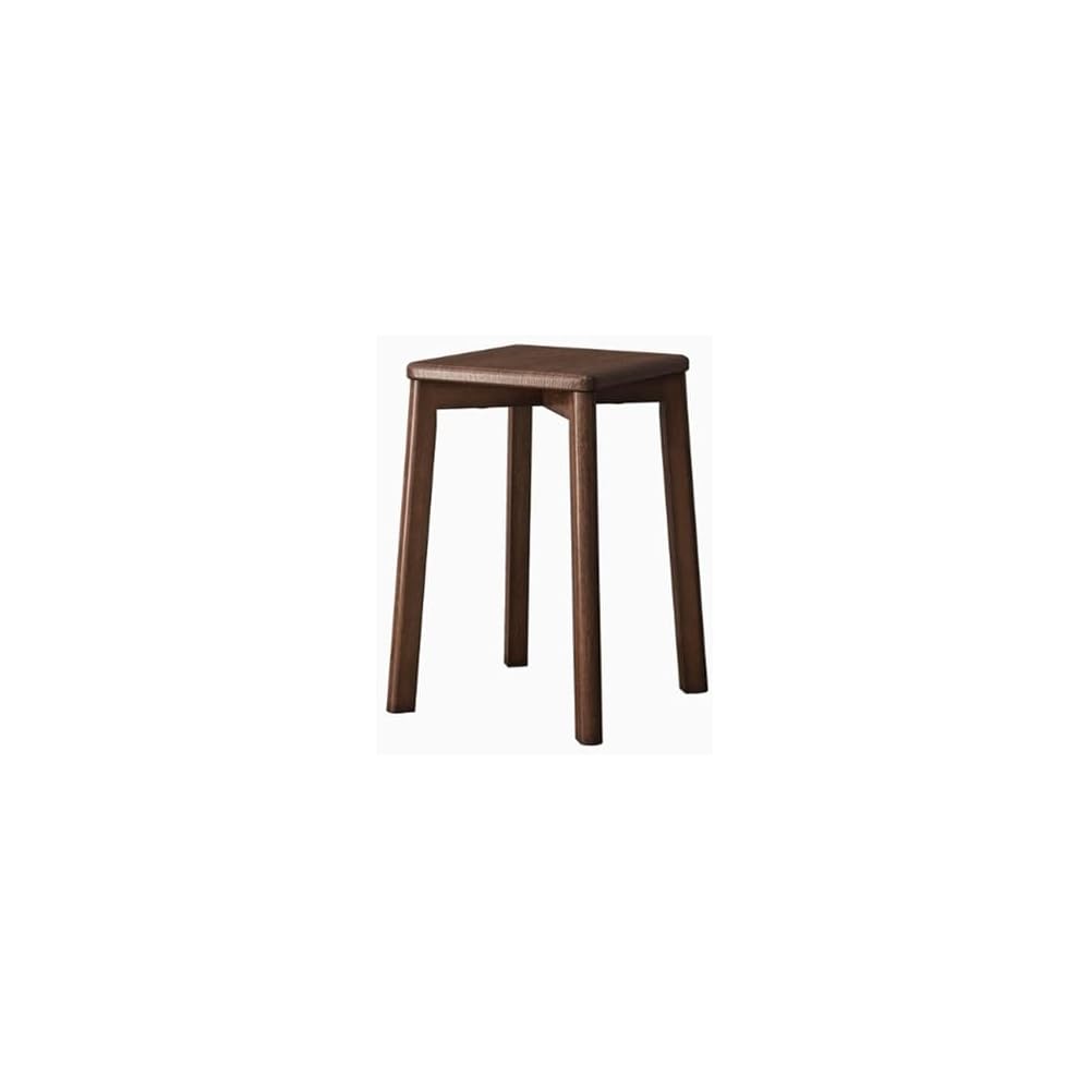 100% solid oak, stackable stools, bar stools, wooden dining table stools, square stools, shoe stools, no backrest, suitable for kitchen, home, garden, living room and classroom(Walnut color,1 piece)