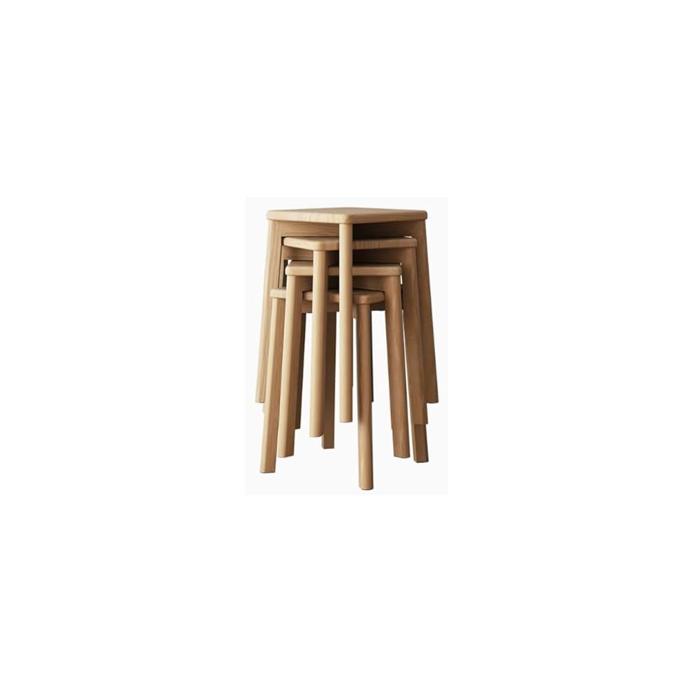 100% solid oak, stackable stools, bar stools, wooden dining table stools, square stools, shoe stools, no backrest, suitable for kitchen, home, garden, living room and classroom(Walnut color,1 piece)