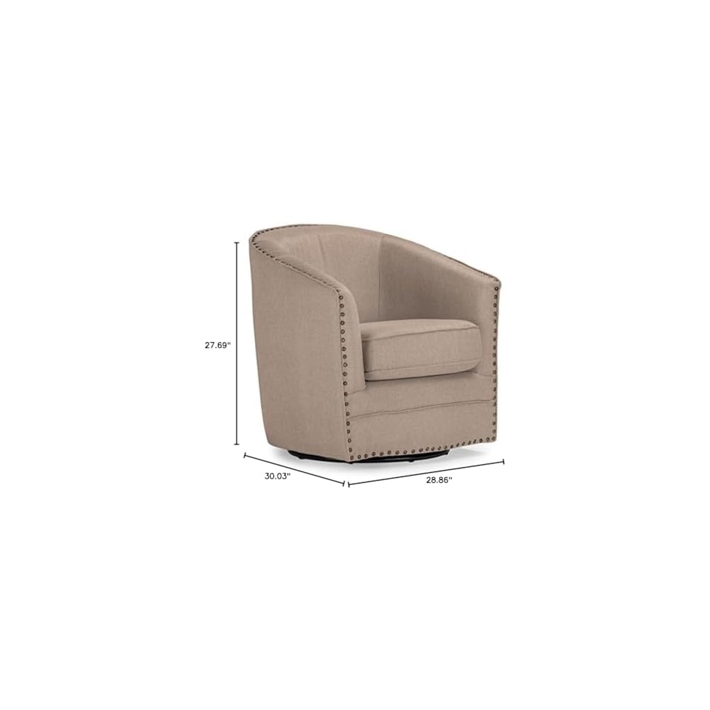 Wholesale Interiors Porter Classic Retro Fabric Upholstered Swivel Tub Chair, Beige