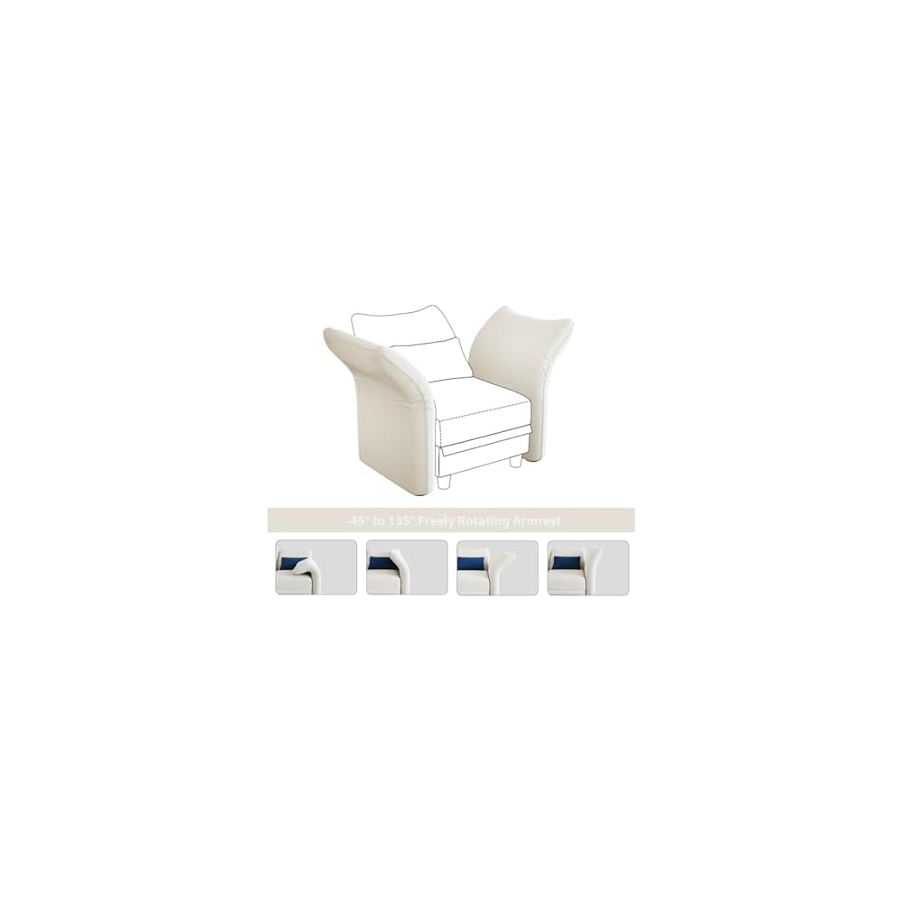 LLappuil 1 Piece Modular Armrest Backrest Module for Convertible Modular Sectional Couch Sofa, Interchangeable Armrest Backrests, Anti-Scratch Velvet, White