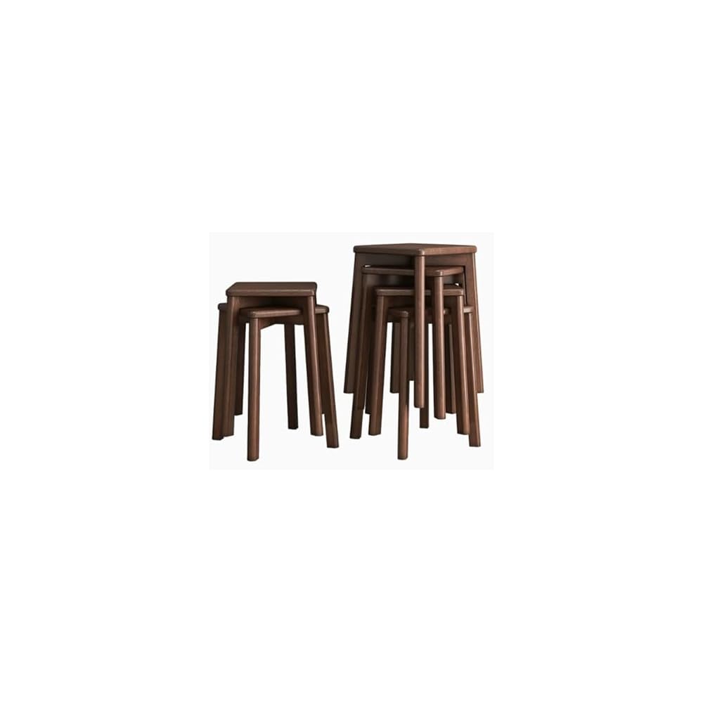 100% solid oak, stackable stools, bar stools, wooden dining table stools, square stools, shoe stools, no backrest, suitable for kitchen, home, garden, living room and classroom(Walnut color,1 piece)