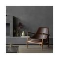 Brown Upholstered Wood Lounge Chair, Modern Wabi-Sabi Accent Armchair