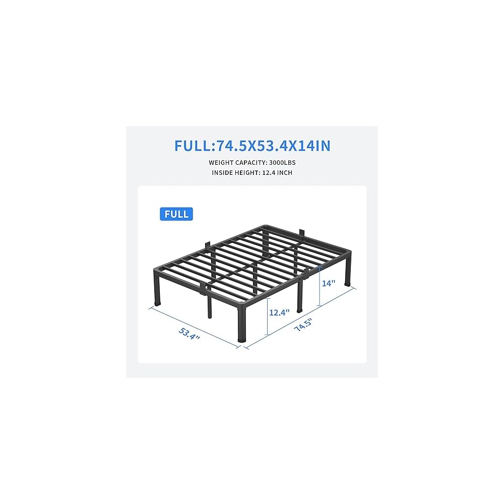 MAF 14 Inch Full Size Metal Platform Bed Frame with Round Corner Legs