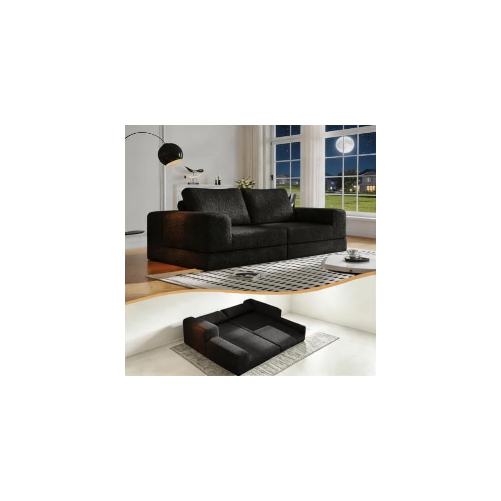 YVDNHP 78" Convertible Sofa,6-in-1 Loveseat Couch Fold Sofa Bed Black