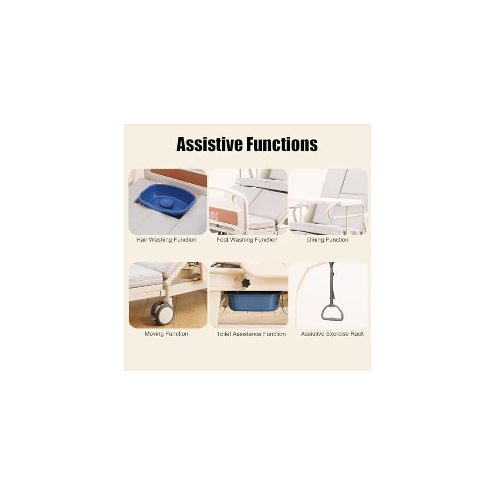 Falluk Adjustable Tilting Design Electric Hospital Beds with Exercise Handles for Home use for Elderly Post-Surgery Use, Motor Control & Central Locking System (Bed)