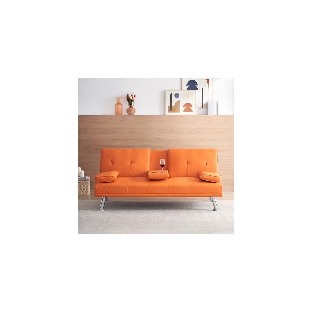70" Futon Sofa Bed,Convertible Folding Futon Couch with Coffee Table