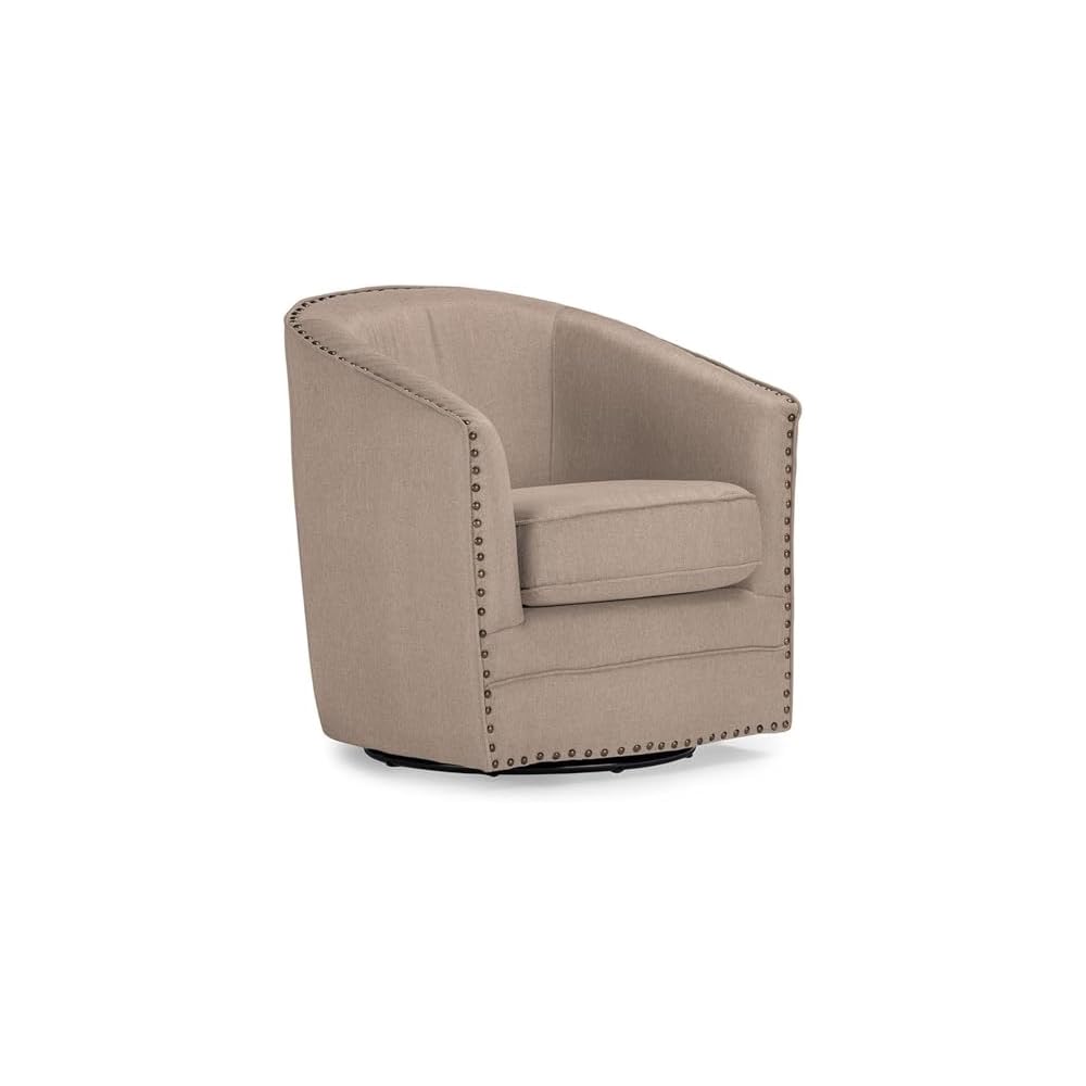 Wholesale Interiors Porter Classic Retro Fabric Upholstered Swivel Tub Chair, Beige