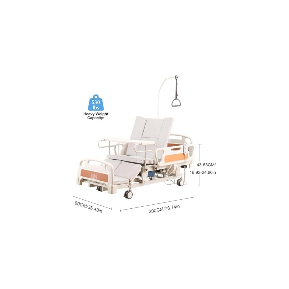 Falluk Adjustable Tilting Design Electric Hospital Beds with Exercise Handles for Home use for Elderly Post-Surgery Use, Motor Control & Central Locking System (Bed)