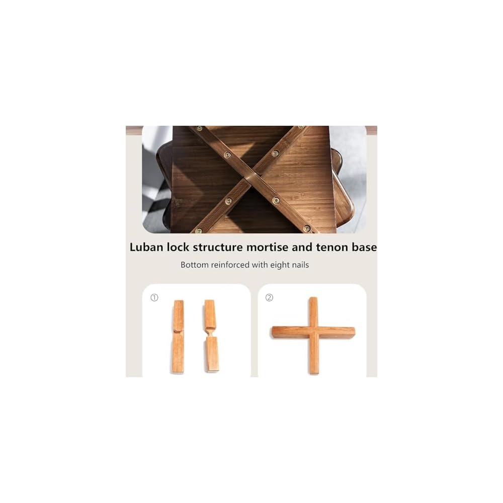 100% solid oak, stackable stools, bar stools, wooden dining table stools, square stools, shoe stools, no backrest, suitable for kitchen, home, garden, living room and classroom(Walnut color,1 piece)
