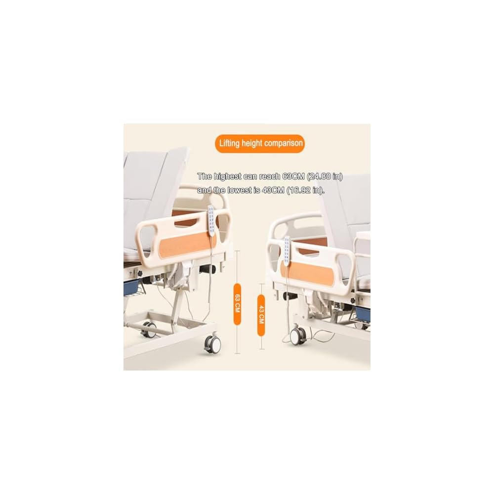 Falluk Adjustable Tilting Design Electric Hospital Beds with Exercise Handles for Home use for Elderly Post-Surgery Use, Motor Control & Central Locking System (Bed)