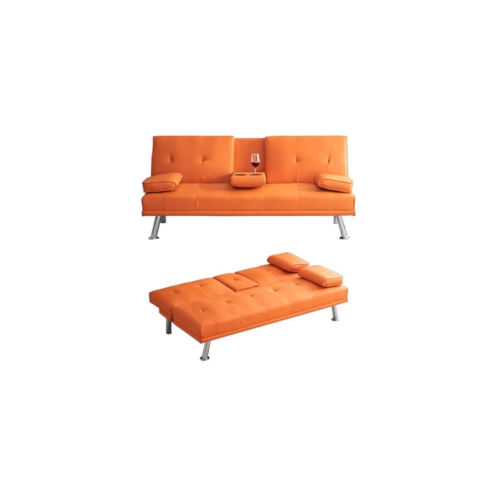 70" Futon Sofa Bed,Convertible Folding Futon Couch with Coffee Table