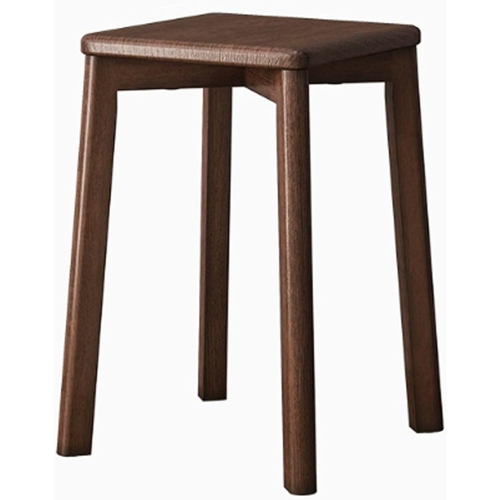 100% solid oak, stackable stools, bar stools, wooden dining table stools, square stools, shoe stools, no backrest, suitable for kitchen, home, garden, living room and classroom(Walnut color,1 piece)