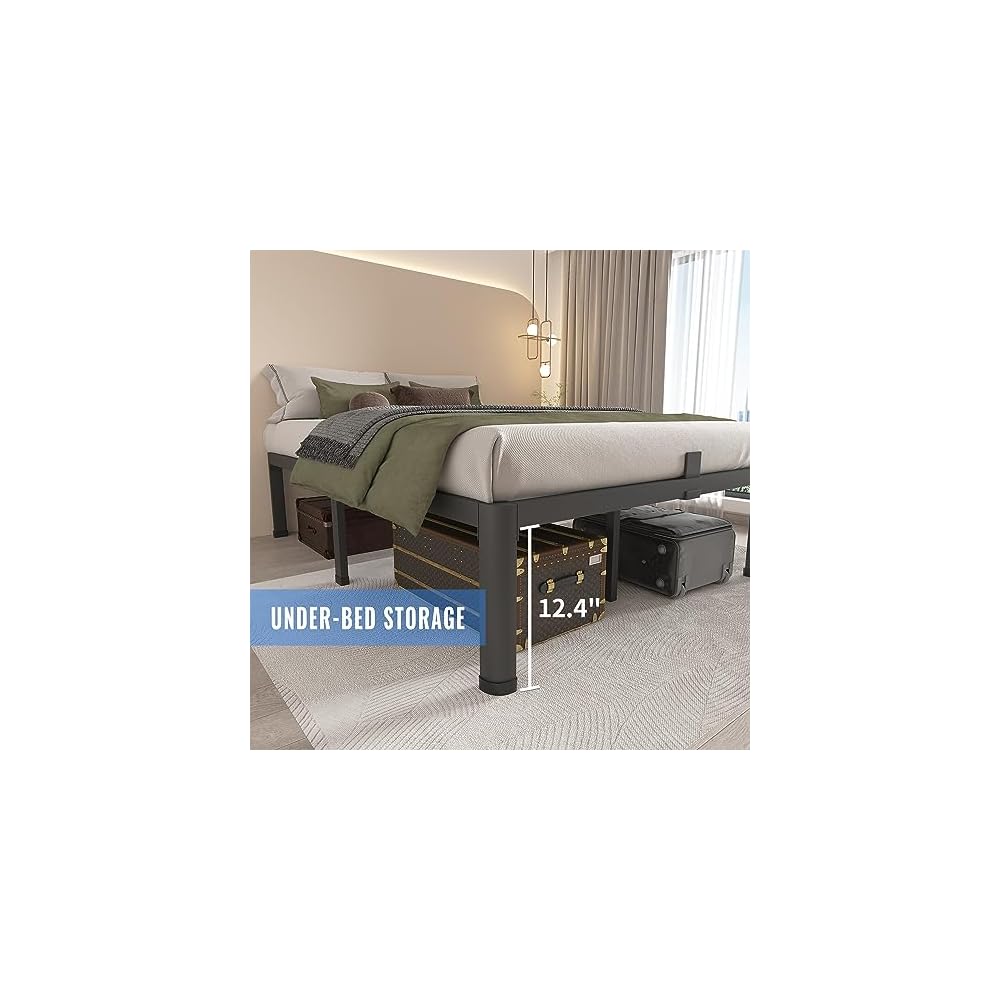 MAF 14 Inch Full Size Metal Platform Bed Frame with Round Corner Legs