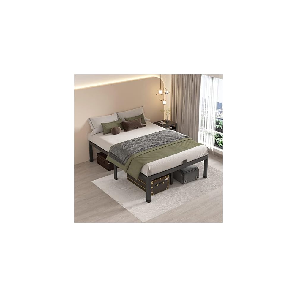 MAF 14 Inch Full Size Metal Platform Bed Frame with Round Corner Legs