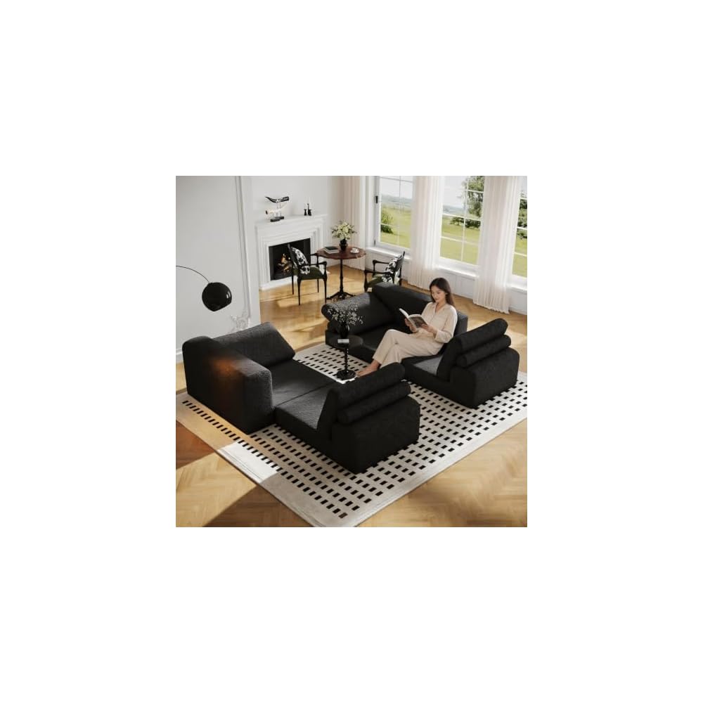 YVDNHP 78" Convertible Sofa,6-in-1 Loveseat Couch Fold Sofa Bed Black