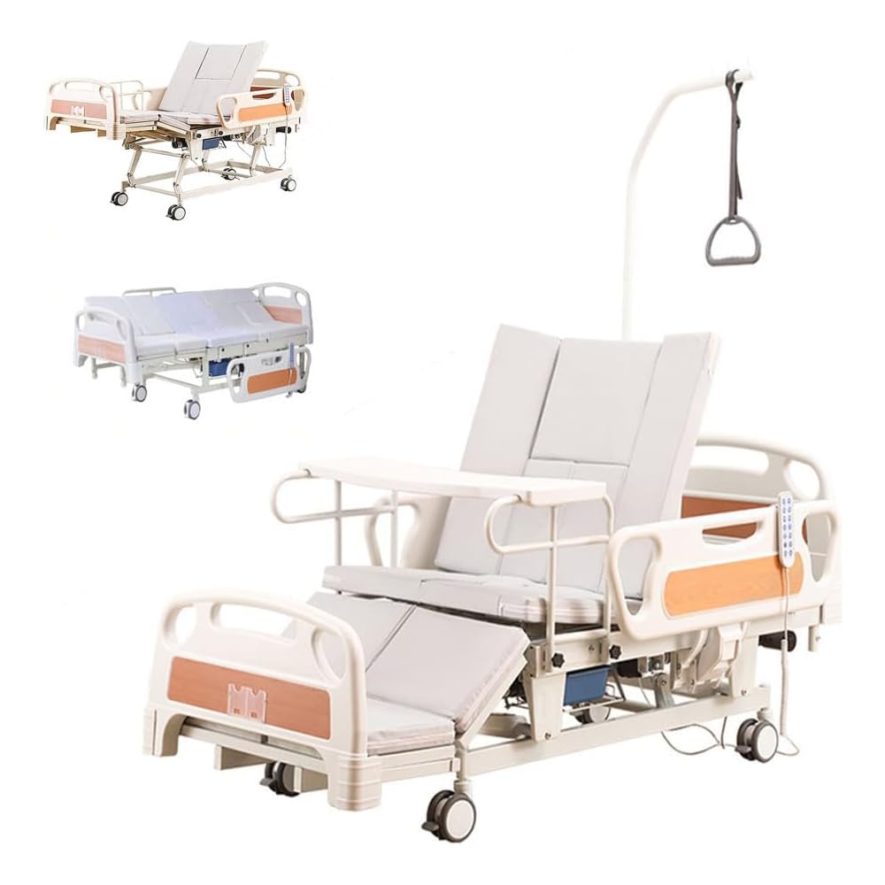 Falluk Adjustable Tilting Design Electric Hospital Beds with Exercise Handles for Home use for Elderly Post-Surgery Use, Motor Control & Central Locking System (Bed)
