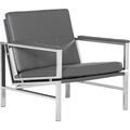 Atlas Modern Accent Chair in Blended Leather, Chrome / Gray