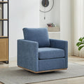 34" Swivel Chenille Single Chairs for Living Room, Sofa Single with Spring Cushion, Small Space Couch with Wooden Base for Apartment and Lounge, Blue