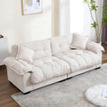KIVENJAJA 90.5”W Oversized Cloud Loveseat Sofa, Modern Chenille Tufted Deep Seat Sectional Couch, Overstuffed Comfy Love seat with Pillows for Living Room Apartment Small Space, Beige
