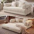 79" Sofa Bed Convertible Boneless Couch Corduroy Modular Couch Bed with Fixed-Shape Frame & Removable Armrests for Living Room, Bedroom (White)